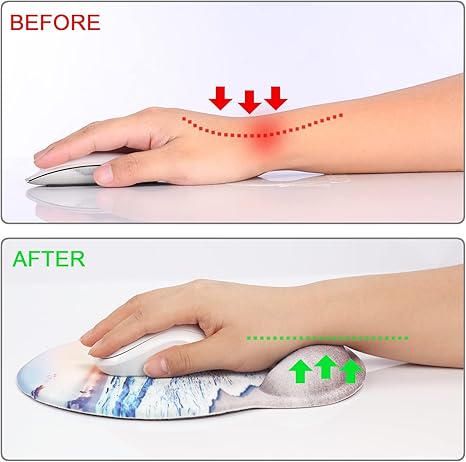 Ergonomic Mouse Pad with Wrist Support Rest,Large Mousepad Gel Wrist Rest, with Coaster Non-Slip & Pain Relief for Computer, Desk, Home&Office-Beach