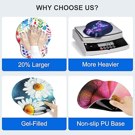 Ergonomic Mouse Pad with Wrist Support Rest,Large Mousepad Gel Wrist Rest, with Coaster Non-Slip & Pain Relief for Computer, Desk, Home&Office-Beach