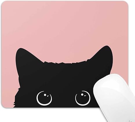 Cute Kitten Mouse Pad, Cat Mouse Pad for Kids Girls, Pink Kawai Mouse Pad, Anti-Slip Rubber Mousepad for Computer & Laptop, 9.5x7.9 inch, Black Cat