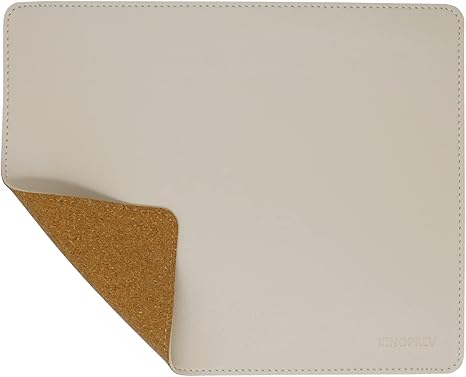 Leather Mouse Pad - Wood Mouse Pads with Stitched Edge,PU Non-Slip Mouse Mat,Double Side Mousepad,Waterproof Gaming Mouse Pad for Desk,Laptop,Office & Home,10.2" x 8.3",1 Pack (Beige)