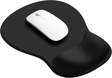 Gel Wrist Rest Mouse Pad Ergonomic Office Mousepad with Wrist Support-Non-Slip, Design Desk Accessories Mat for Home Game Decor School Office Wave Black