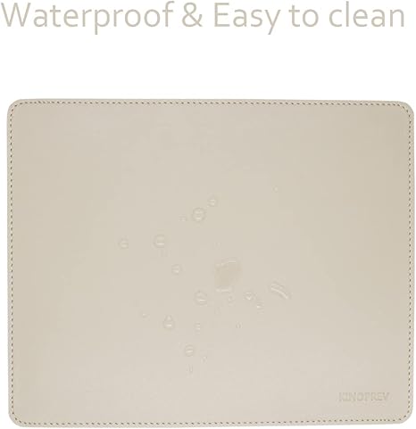 Leather Mouse Pad - Wood Mouse Pads with Stitched Edge,PU Non-Slip Mouse Mat,Double Side Mousepad,Waterproof Gaming Mouse Pad for Desk,Laptop,Office & Home,10.2" x 8.3",1 Pack (Beige)