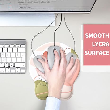 Mouse Pad with Wrist Rest, Comfortable Computer Mousepad with Gel Wrist Support Smooth Surface and Non-Slip PU Base for Pain Relief, Laptop, Office & Home (Rose)