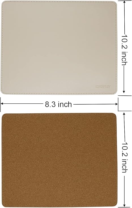 Leather Mouse Pad - Wood Mouse Pads with Stitched Edge,PU Non-Slip Mouse Mat,Double Side Mousepad,Waterproof Gaming Mouse Pad for Desk,Laptop,Office & Home,10.2" x 8.3",1 Pack (Beige)