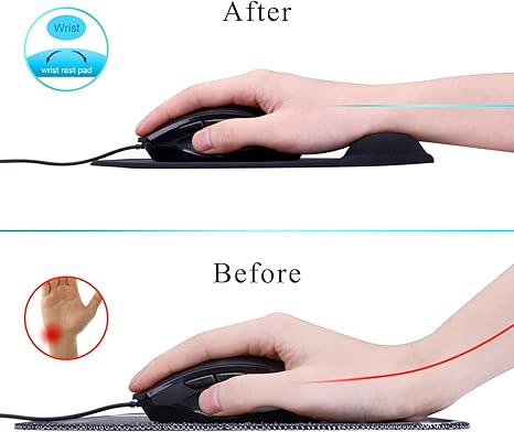 Mouse Pad, 2 Pack Ergonomic Mouse Pads with Comfortable Gel Wrist Rest Support and Smooth Cloth, Non-Slip PU Base for Easy Typing Pain Relief Durable and Easy to Clean Small Black