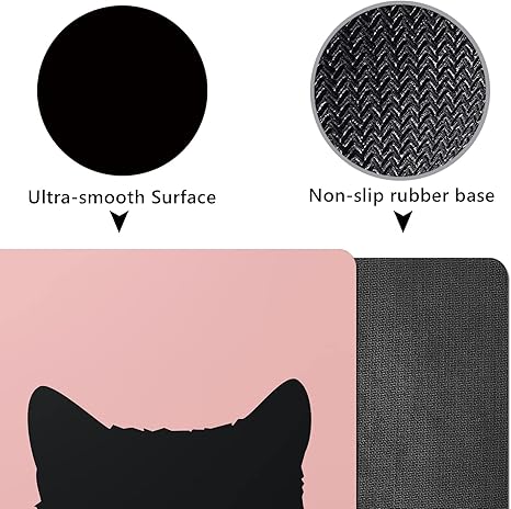 Cute Kitten Mouse Pad, Cat Mouse Pad for Kids Girls, Pink Kawai Mouse Pad, Anti-Slip Rubber Mousepad for Computer & Laptop, 9.5x7.9 inch, Black Cat
