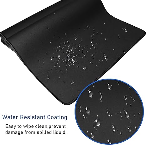 Large Extended Gaming Mouse Pad with Stitched Edges, (31.5X15.7In) Durable Non-Slip Natural Rubber Base, Waterproof Computer Keyboard Pad Mat for Esports Pros/Gamer/Desktop/Office/Home-Black