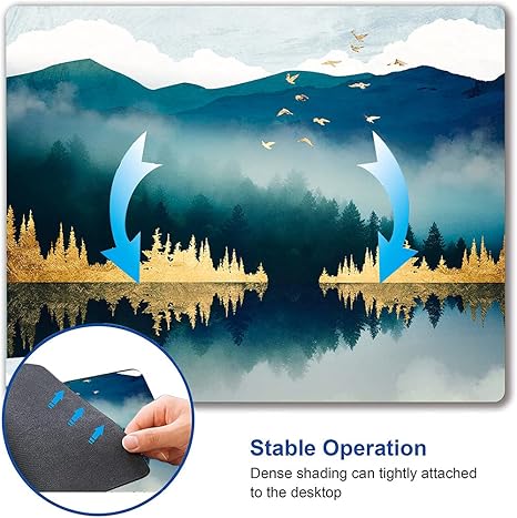 Landscape Mouse Mat, Waterproof Non Slip Rubber Base Mouse Pad for Office Laptop, 9.5"x7.9"x0.12" Inch